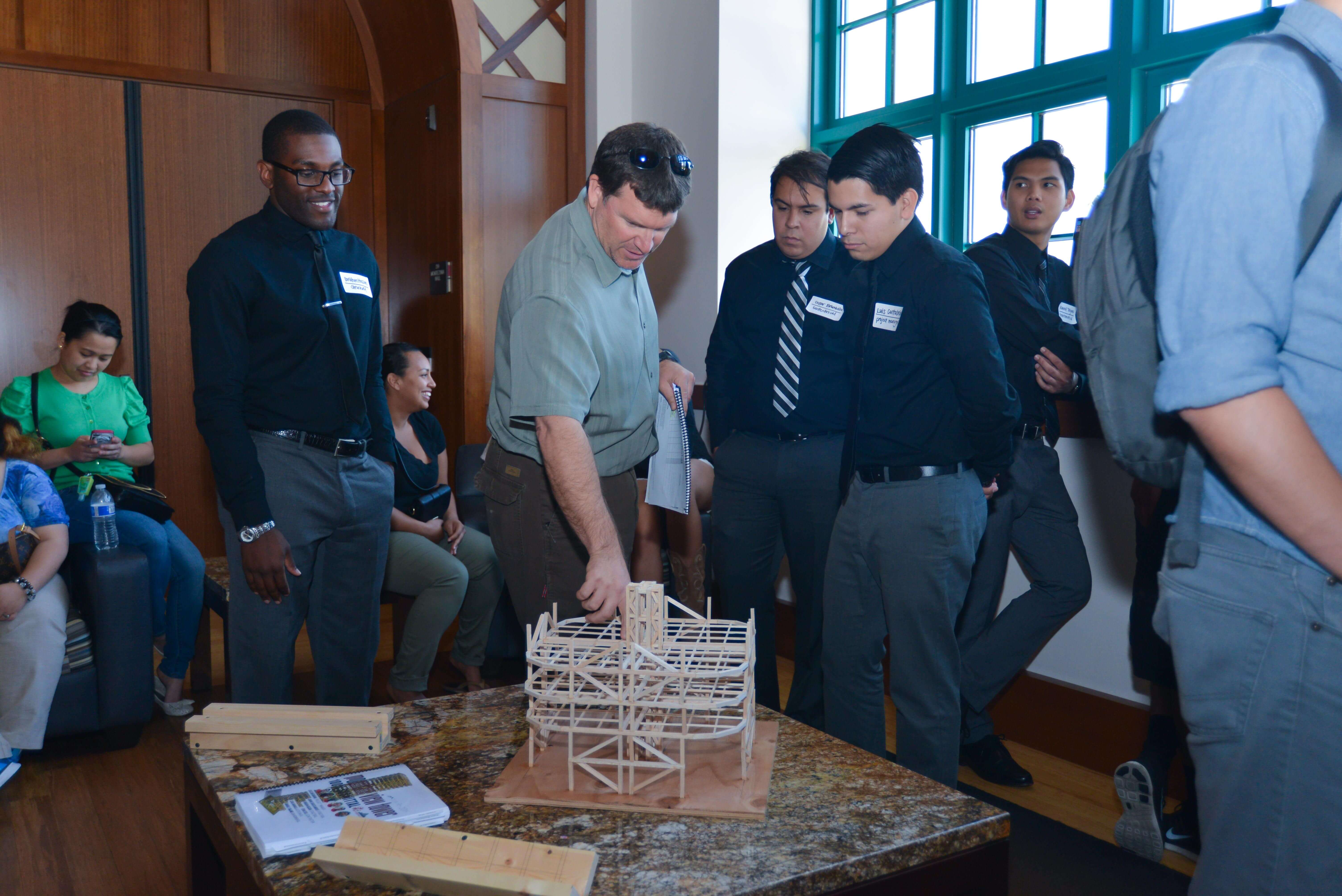 Students around a project.