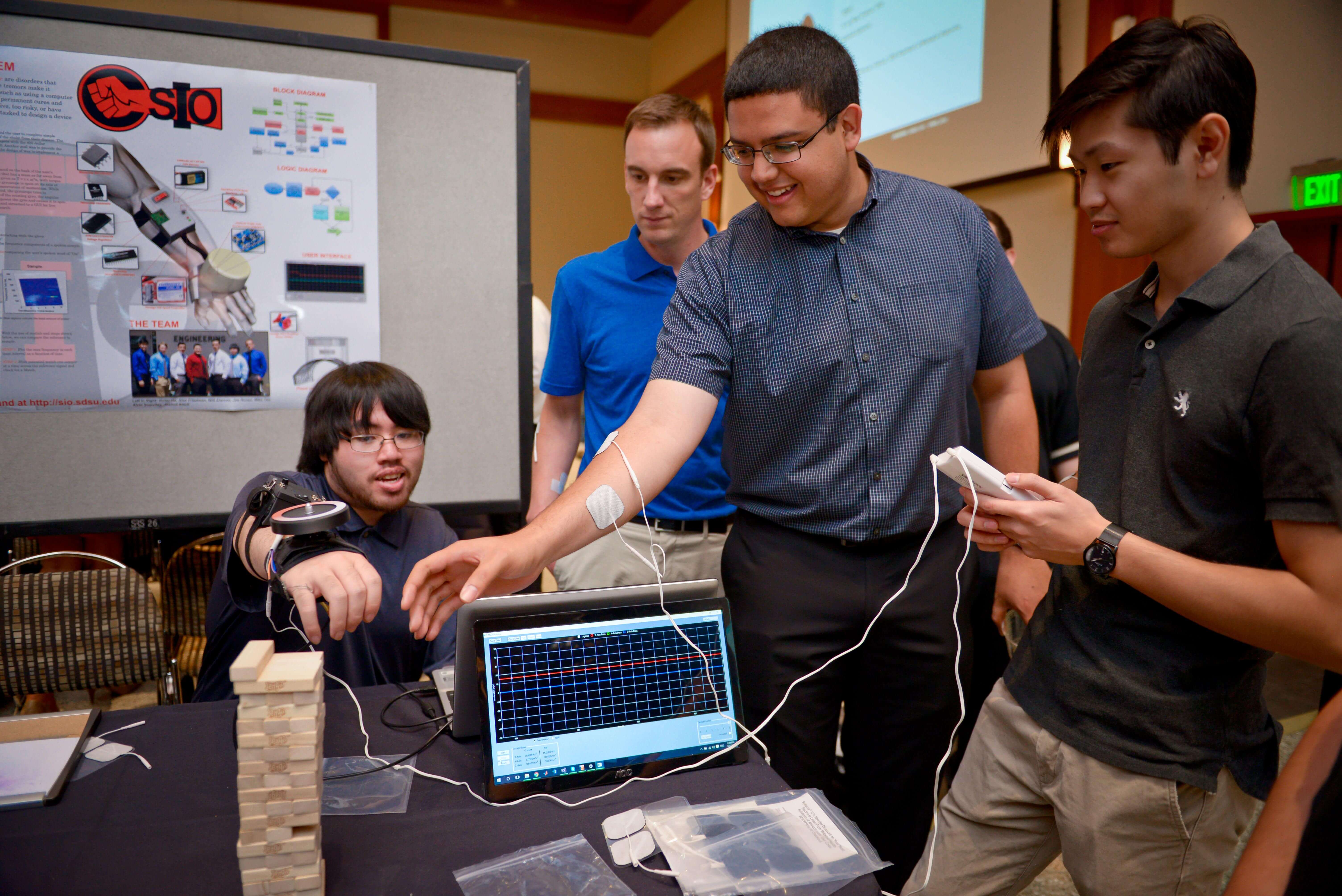 Students demonstrating a project.