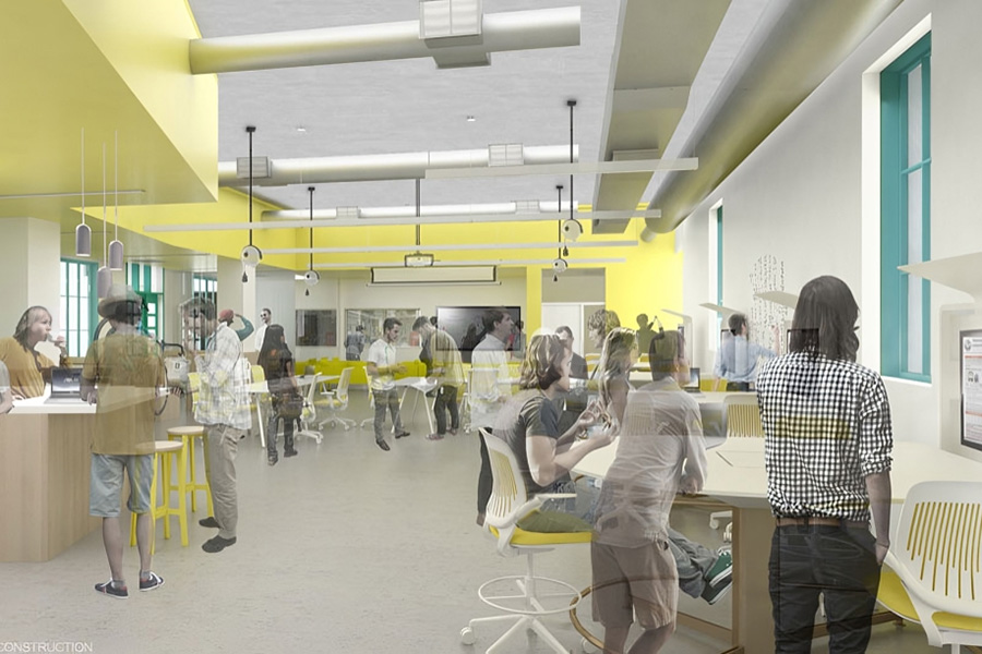 Architectural rendering of the Lavin Entreprenuership Center