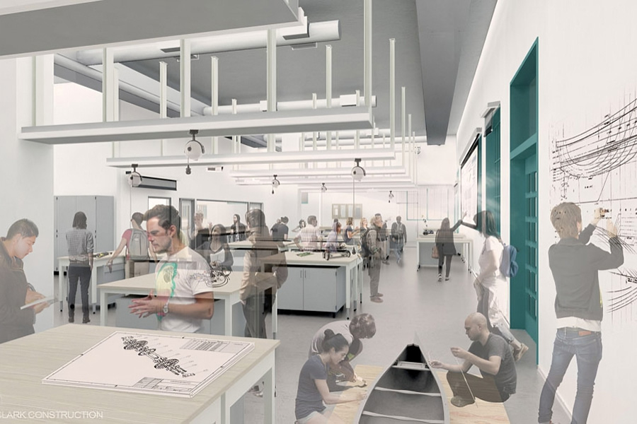 Architectural rendering of the Wayne E. and Mary Beitler Leutloff Student Innovation Center