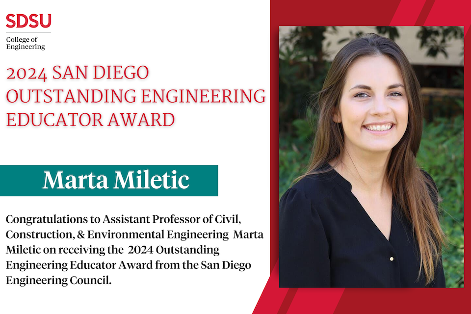 Assistant Professor Marta Miletic Earns 2024 San Diego Outstanding Engineering Educator Award