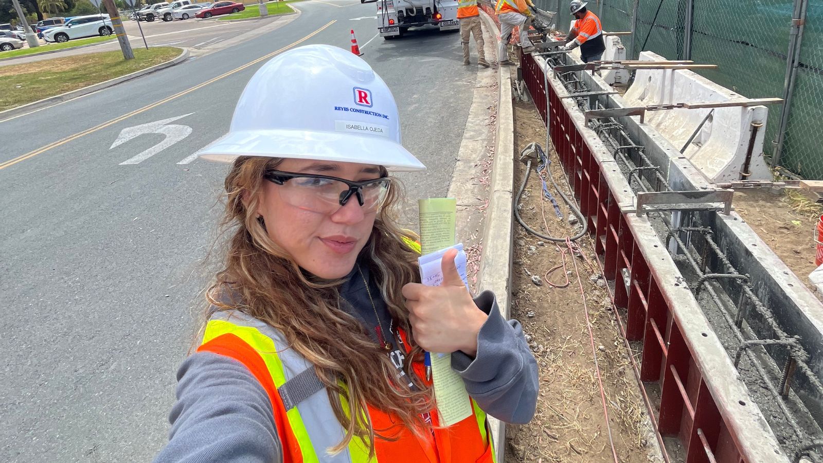 Isabella Ojeda on the job at her internship at Reyes Construction.