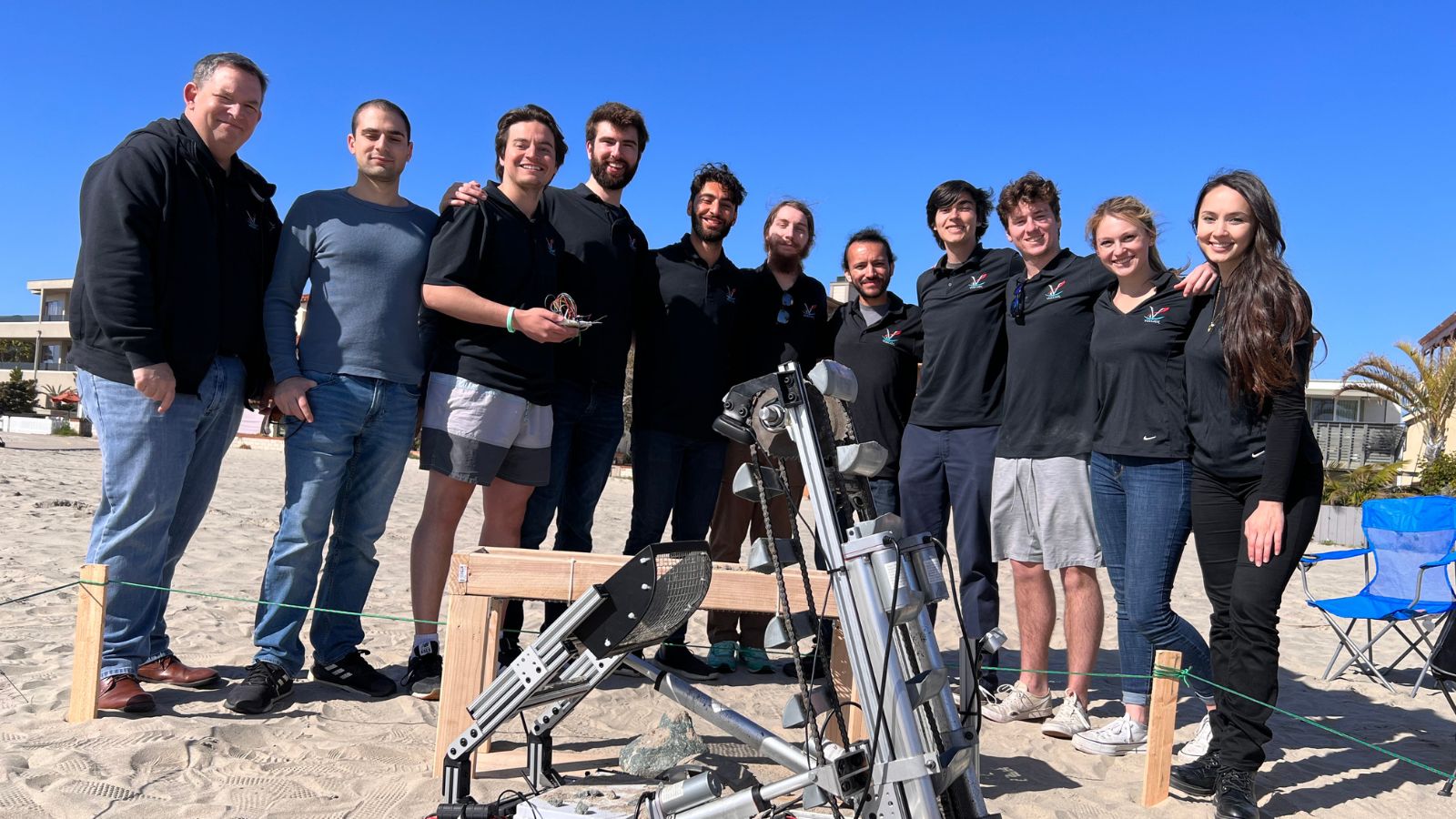 Team Lunabotics L-R: Faculty Advisor Dr. Shaffar, Beqa Abulashvili, Juan Leyva Carrillo, Ian Phelps, Joshua Putris, Hunter Gavin, Jared Acosta, Dylan Lomas, Kevin Breslin, Leah Lafata, Angelina Parker.